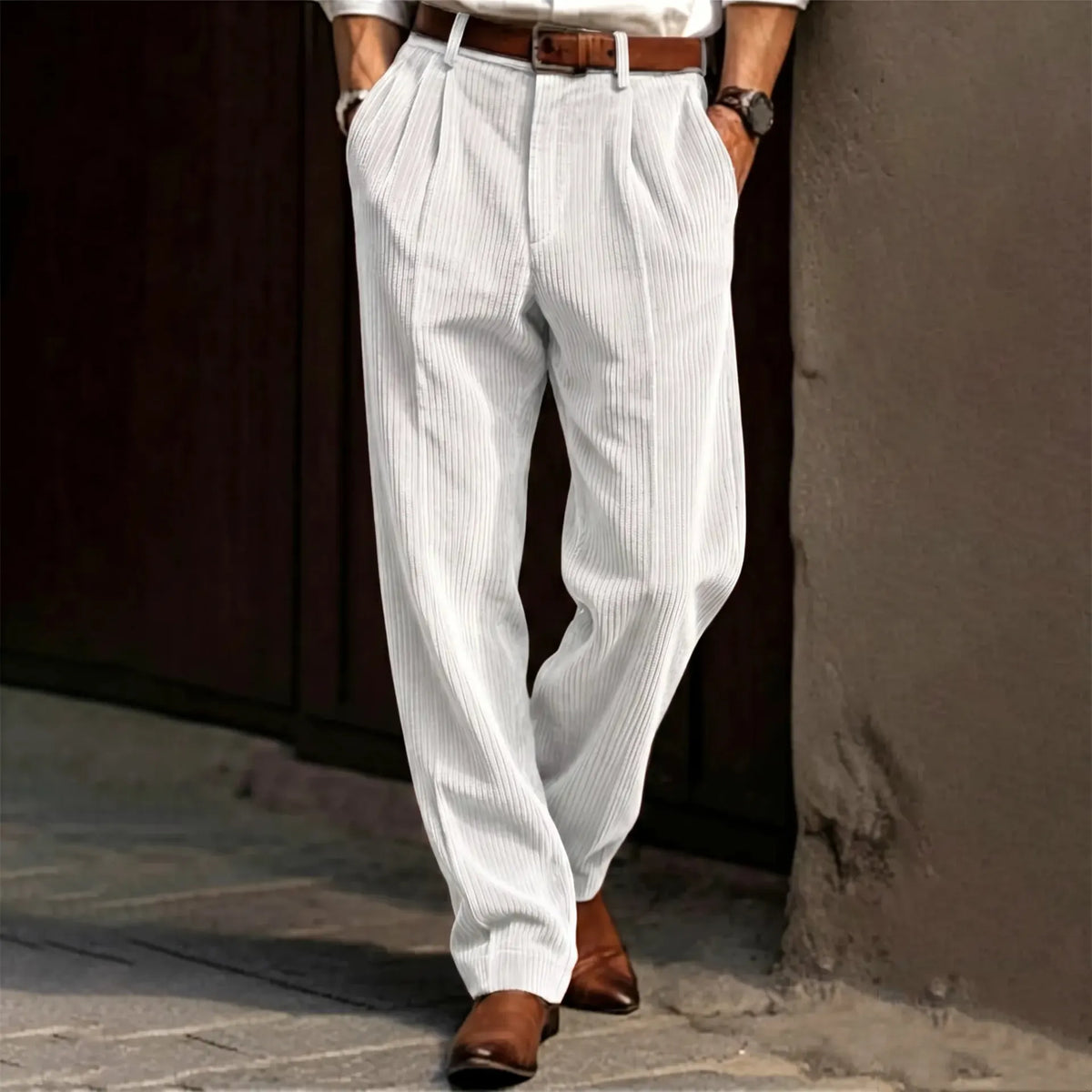 Men's Casual Solid‐Color Corduroy Pants
