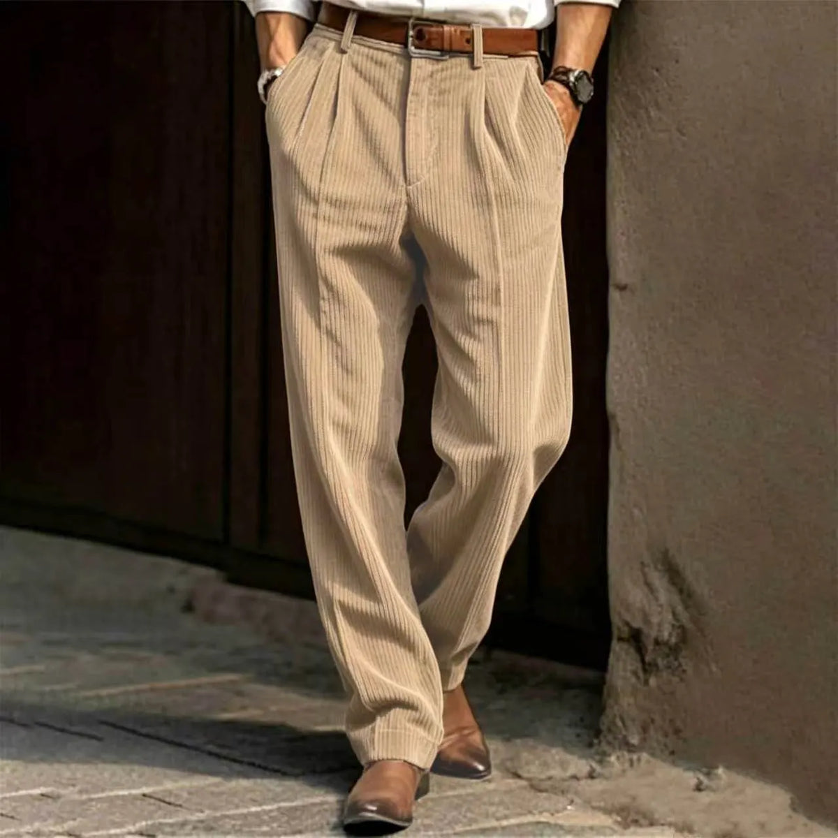 Men's Casual Solid‐Color Corduroy Pants