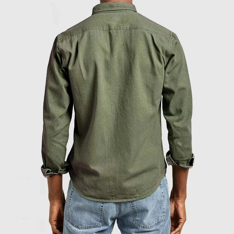 Casual Linen Blend Long Sleeve Shirt for Men