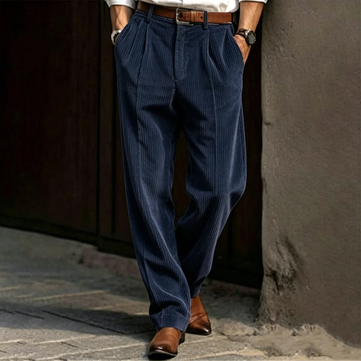 Men's Casual Solid‐Color Corduroy Pants