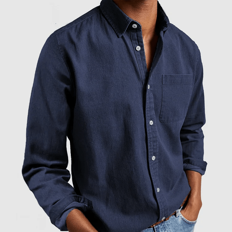 Casual Linen Blend Long Sleeve Shirt for Men