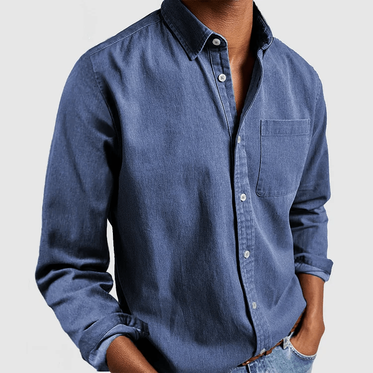 Casual Linen Blend Long Sleeve Shirt for Men
