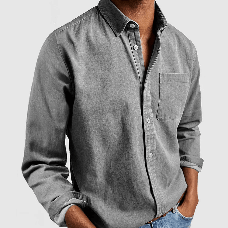 Casual Linen Blend Long Sleeve Shirt for Men