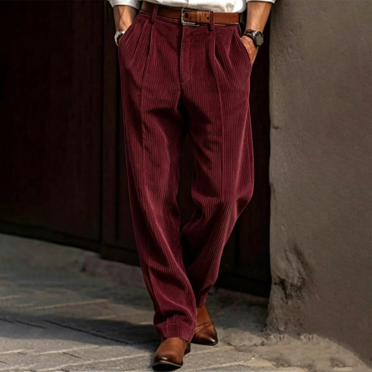 Men's Casual Solid‐Color Corduroy Pants