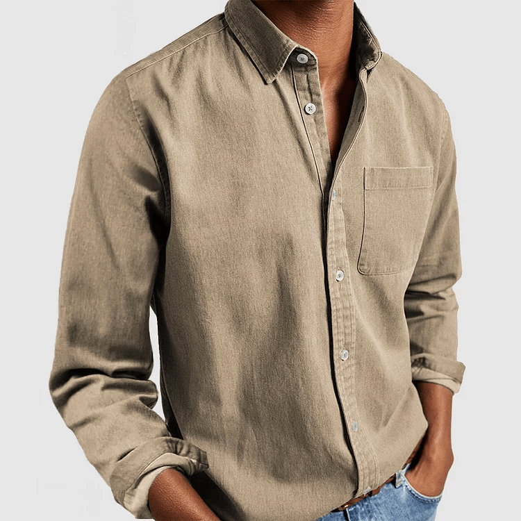 Casual Linen Blend Long Sleeve Shirt for Men