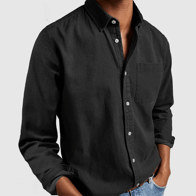 Casual Linen Blend Long Sleeve Shirt for Men